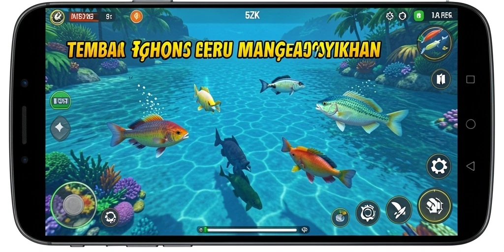 Tampak aksi seru menangkap ikan dalam game 5ZK.