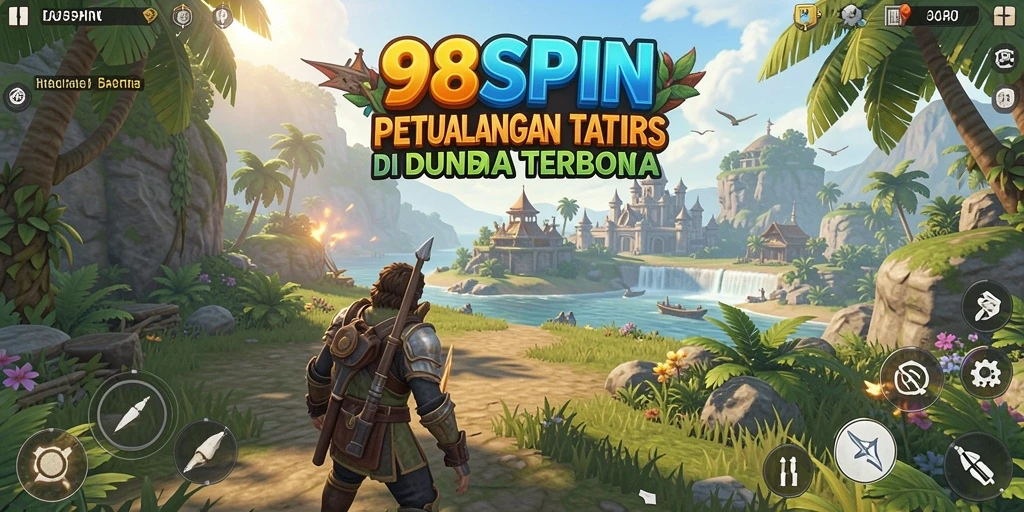 Screenshot gameplay 98SPIN yang menampilkan petualangan di dunia terbuka.
