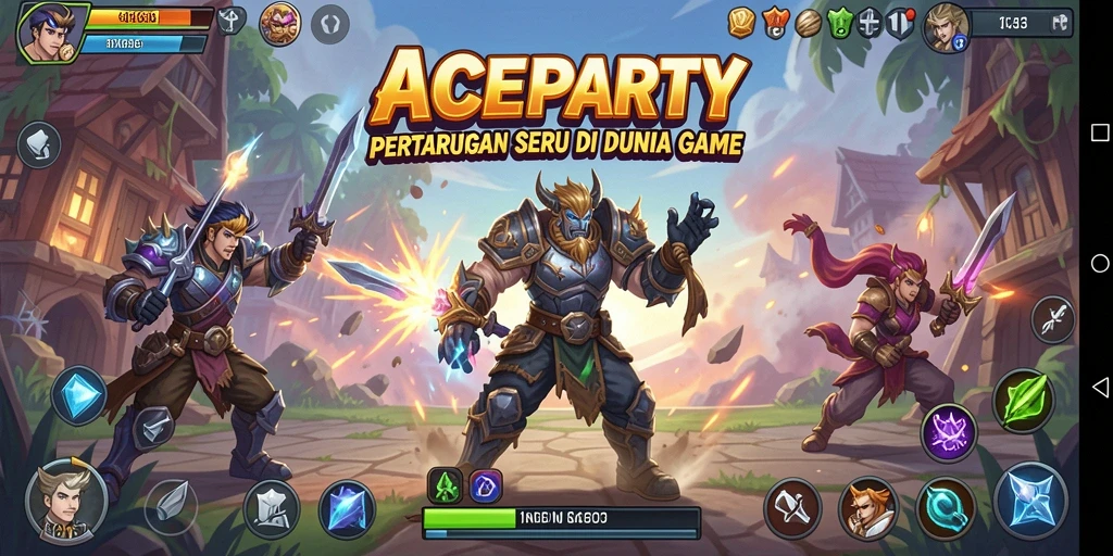 Gameplay ACEPARTY yang mendebarkan dalam pertarungan Fighting.