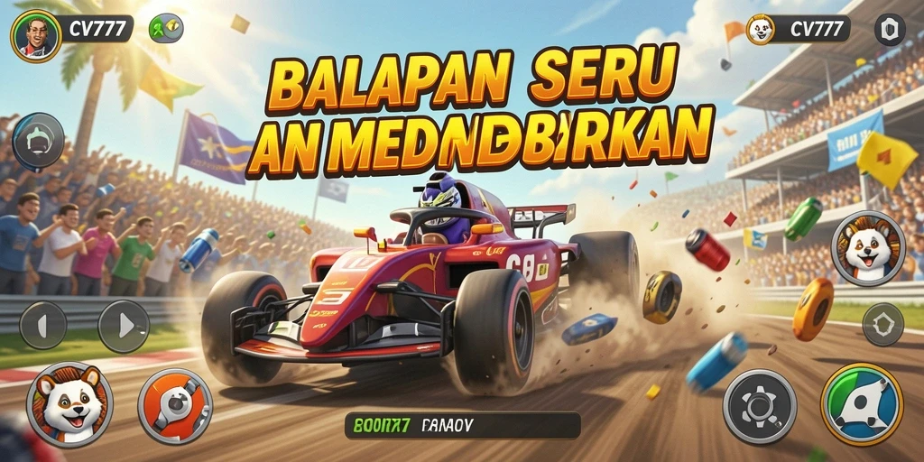 Tampilan gameplay seru dalam balapan dengan berbagai mobil di CV777.