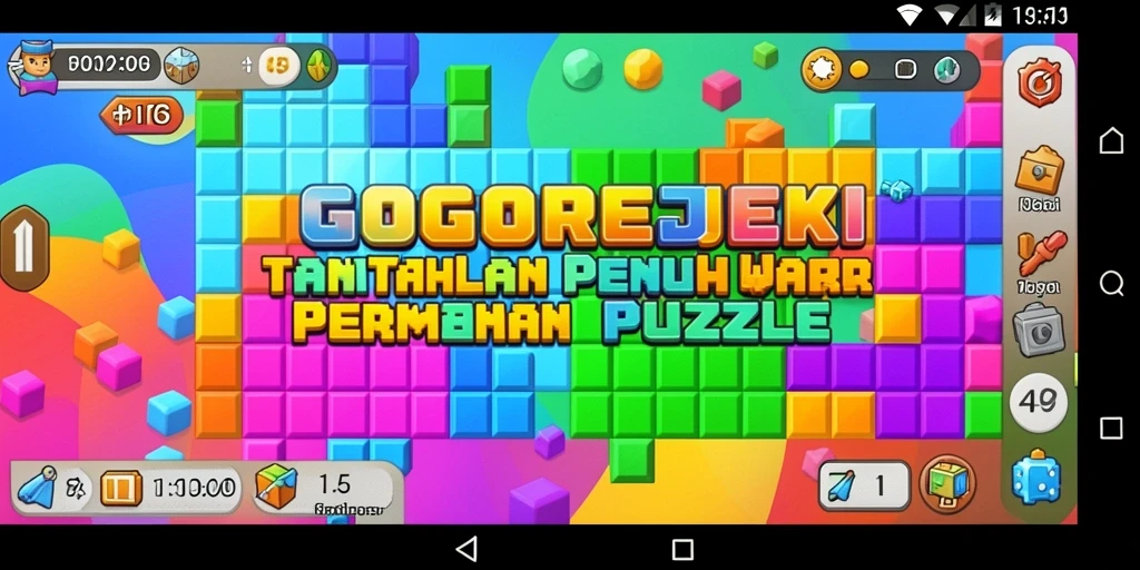 Tampilan gameplay menarik dari GOGOREJEKI dengan puzzle warna-warni.