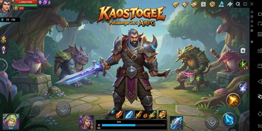 Tampilan gameplay KAOSTOGEL yang epik dan mendebarkan.