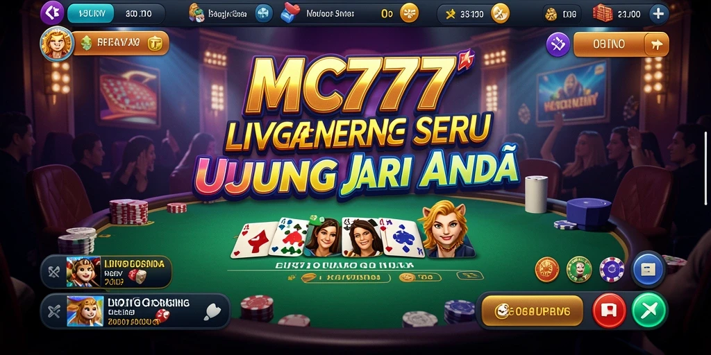 Screenshot gameplay <strong>MC777</strong> menampilkan dealer langsung dalam suasana Kasino.
