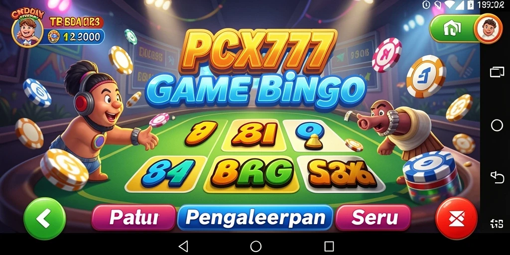 Screenshot utama PCX777 menampilkan gameplay Bingo yang seru dan interaktif.