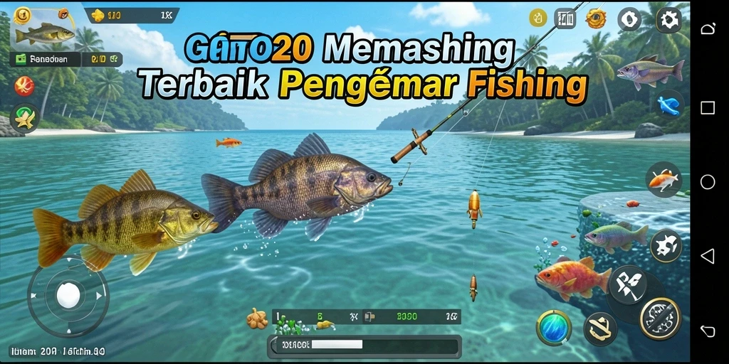Tampilan gameplay menarik dari TOTO20 saat memancing ikan.